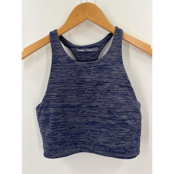 Outdoor Voices Size S Blue High-Neck Racerback Crop Top Gym Workout Yoga - Picture 1 of 7